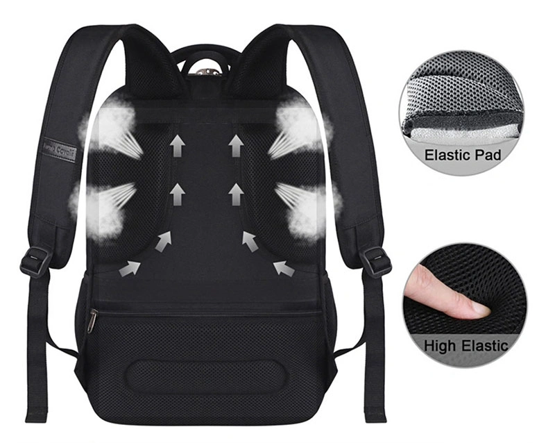 Large Capacity Business Travel Polyester Laptop Backpacks with USB Charger