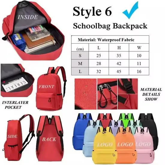 Wholesale Custom 100% Polyester Primary Children Kids Backpack School Bags Boys Girls